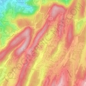 Mapa topográfico Grand Fontaine, altitud, relieve