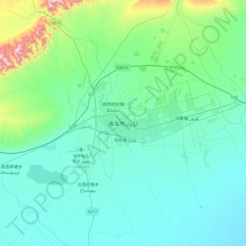 Mapa topográfico Kucha, altitud, relieve