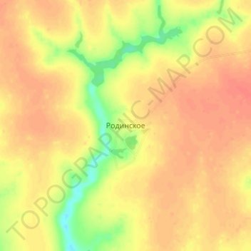 Mapa topográfico Родинское, altitud, relieve