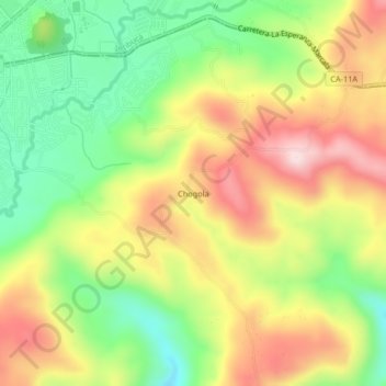 Mapa topográfico Chogola, altitud, relieve