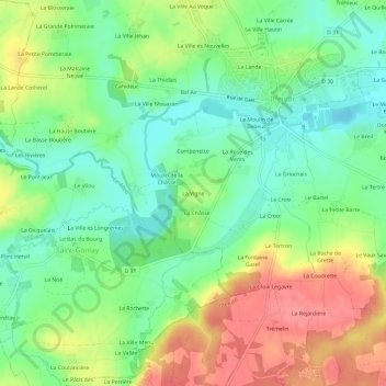 Mapa topográfico La Vigne, altitud, relieve