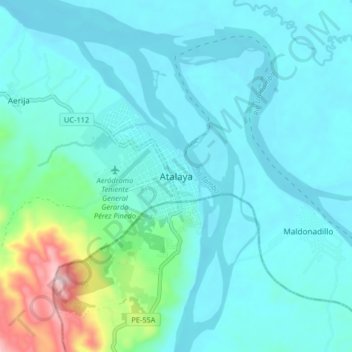 Mapa topográfico Atalaya, altitud, relieve