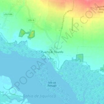 Mapa topográfico Puerto El Triunfo, altitud, relieve