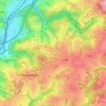 Mapa topográfico Siefen, altitud, relieve