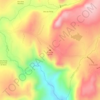 Mapa topográfico Gruta do Salitre, altitud, relieve
