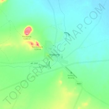 Mapa topográfico Vosburg, altitud, relieve