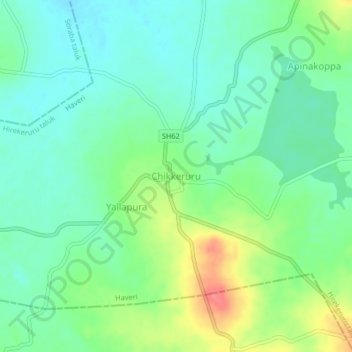 Mapa topográfico Chikkeruru, altitud, relieve