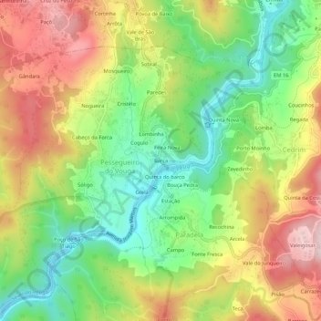 Mapa topográfico Barca, altitud, relieve