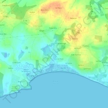 Mapa topográfico Suscinio, altitud, relieve