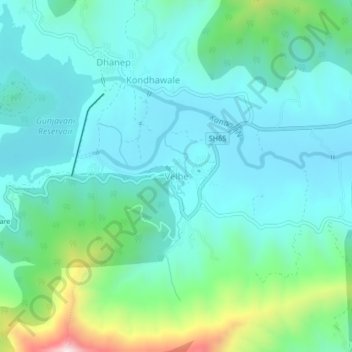 Mapa topográfico Velhe, altitud, relieve
