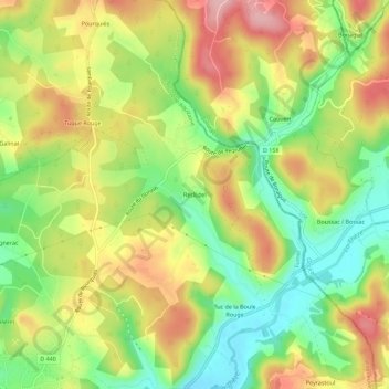 Mapa topográfico Recluzel, altitud, relieve