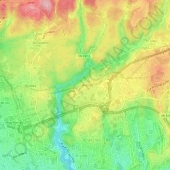Mapa topográfico Cabreiro, altitud, relieve
