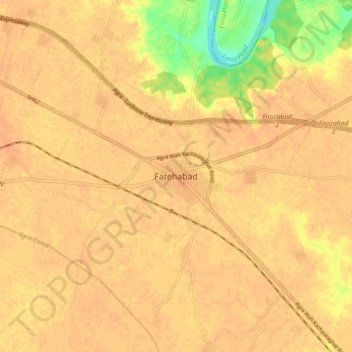 Mapa topográfico Fatehabad, altitud, relieve