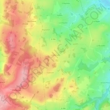 Mapa topográfico Le Montély, altitud, relieve