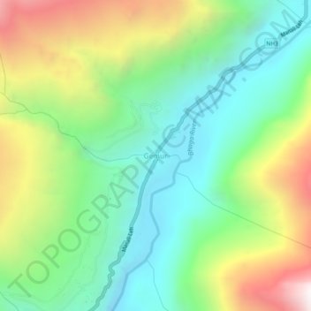 Mapa topográfico Gemur, altitud, relieve