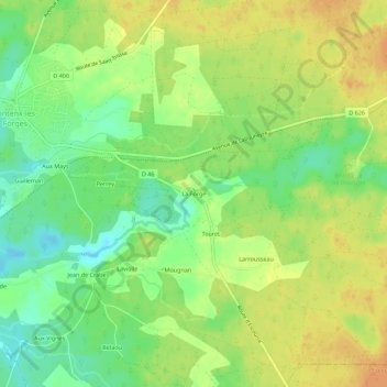Mapa topográfico La Forge, altitud, relieve