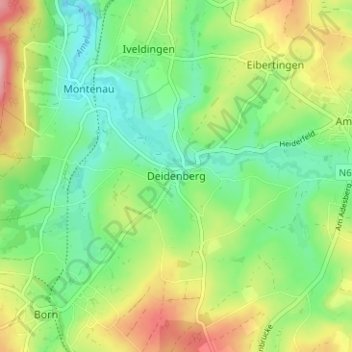 Mapa topográfico Deidenberg, altitud, relieve