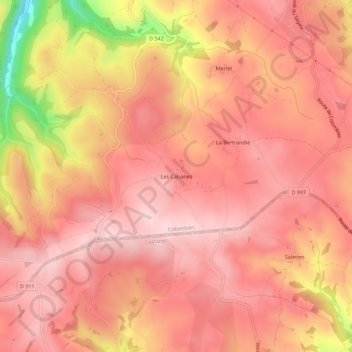 Mapa topográfico Les Cabanes, altitud, relieve