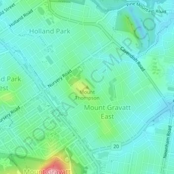 Mapa topográfico Mount Thompson, altitud, relieve