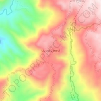 Mapa topográfico Mount Carmel, altitud, relieve