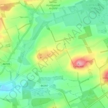 Mapa topográfico Fans, altitud, relieve