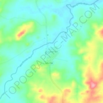 Mapa topográfico Auriverde, altitud, relieve