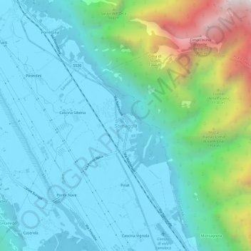 Mapa topográfico Somaggia, altitud, relieve