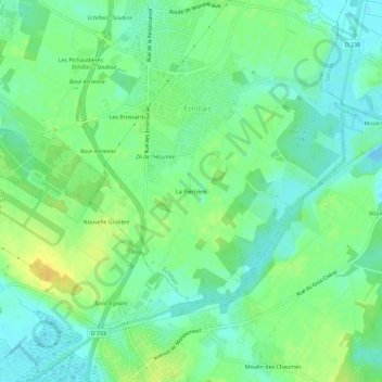 Mapa topográfico La Pierrière, altitud, relieve
