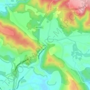 Mapa topográfico Nagzar, altitud, relieve