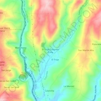 Mapa topográfico El Troje Columbe Colta, altitud, relieve