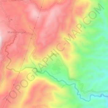 Mapa topográfico Obo, altitud, relieve