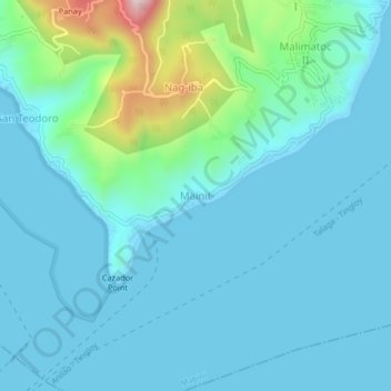 Mapa topográfico Mainit, altitud, relieve