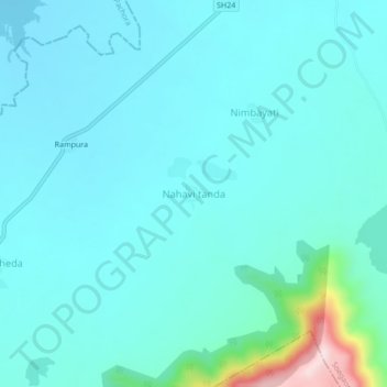 Mapa topográfico Nahavi tanda, altitud, relieve