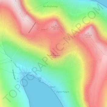 Mapa topográfico Tólvmarkaknúkur, altitud, relieve