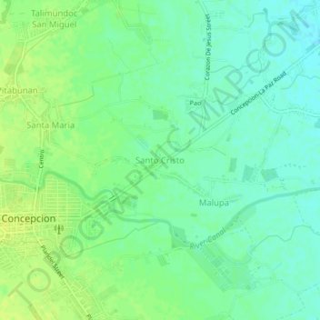 Mapa topográfico Santo Cristo, altitud, relieve