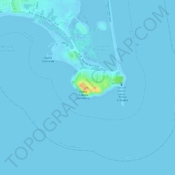 Mapa topográfico Cerro El Morro, altitud, relieve