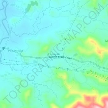 Mapa topográfico Caoayan, altitud, relieve
