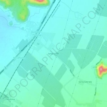 Mapa topográfico Santa Isabel, altitud, relieve