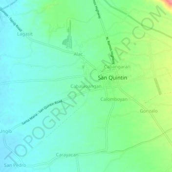 Mapa topográfico Cabalaoangan, altitud, relieve