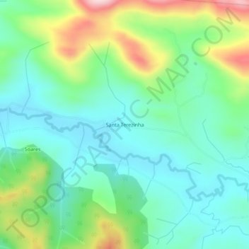 Mapa topográfico Santa Terezinha, altitud, relieve