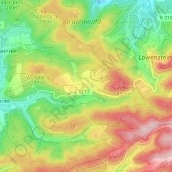 Mapa topográfico Vorhof, altitud, relieve