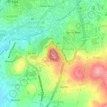 Mapa topográfico Picoto, altitud, relieve