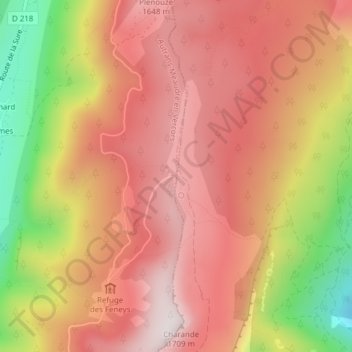 Mapa topográfico La Molière, altitud, relieve