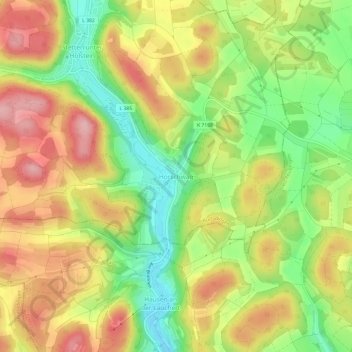 Mapa topográfico Hörschwag, altitud, relieve