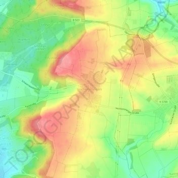 Mapa topográfico Hochemmingen, altitud, relieve