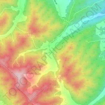 Mapa topográfico Kaloha, altitud, relieve