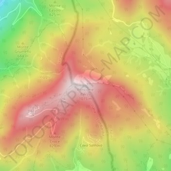 Mapa topográfico Poncione d'Arzo, altitud, relieve