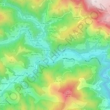 Mapa topográfico La Maza, altitud, relieve