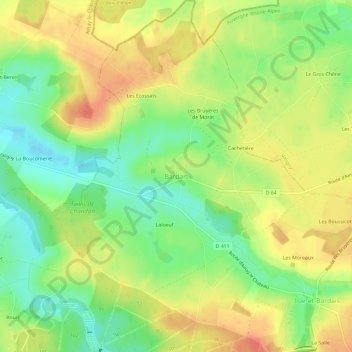 Mapa topográfico Bardais, altitud, relieve