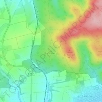 Mapa topográfico Kreischberg, altitud, relieve